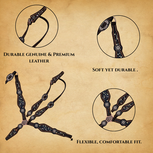 Têtière et plastron en cuir occidental de haute qualité avec de magnifiques conchos et strass - Product Image 2
