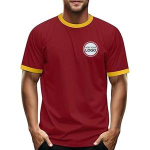 Camisetas de cuello redondo con timbre de algodón 100% suave para hombre Camiseta de manga corta con cuello redondo sólido para hombre - Product Image 1