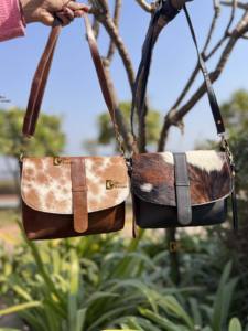 Sac à bandoulière élégant en cuir de vachette véritable avec poils, sac à main tendance pour femme - Product Image 5