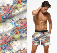 Shorts de plage extensibles écologiques en polyester Repreve durable, technique tissée résistante à l'eau pour maillots de bain, imprimé menthe glacée
