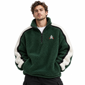 <b>Men</b> Polar <b>Fleece</b> <b>Sherpa</b> <b>Jacket</b> Features Cozy Material Loose Fit And Comfortable Warmth For Casual Travel And Cold Weather Outfit - Product Image 1
