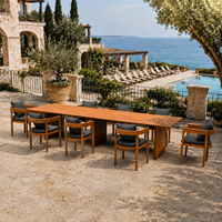 Ensemble de salle à manger en teck massif résistant aux intempéries, mobilier de patio pour hôtel-resort, qualité OEM