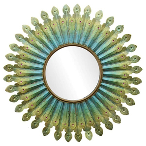 Modern Flower <b>Leaf</b> Brass <b>Wall</b> Mirror Stylish Hanging <b>Decor</b> with Metal Frame for Elegant Touch to Any Room or Home Design - Product Image 5