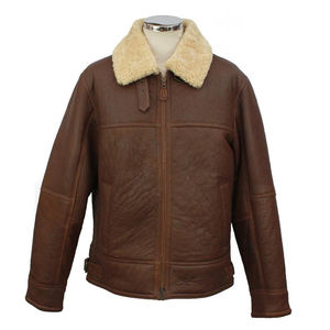 Veste en cuir pour homme de haute qualité en fourrure, nouvelle conception de qualité supérieure, en peau de mouton shearling, aviateur, hiver et logo personnalisé pour homme - Product Image 2