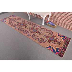 Alfombra Vintage Estilo Runner, Alfombra Turca de 2.7x10.3 pies, Alfombra de Lana Azul - Product Image 2