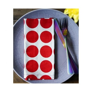 Juegos de servilletas de mesa de moda con absorción de agua ultrafina de algodón orgánico con lunares blancos bordados de Navidad con clase superior - Product Image 2