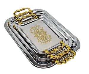 Bandeja de servicio de Metal de acero inoxidable para cocina y mesa, de diseño Simple, uso superior, para servir comida y desierto - Product Image 1