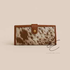 Portefeuille en cuir de vachette véritable pour femme, portefeuille long pour chéquier avec fermeture à bouton-pression, porte-cartes et pochette grande capacité - Product Image 2