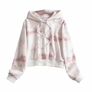 เสื้อฮู้ดแบบสวมหัวแขนยาวมัดย้อมสำหรับผู้หญิงเสื้อครอปมัดย้อมสีสำหรับผู้หญิงกำหนดสีเองได้ - Product Image 1