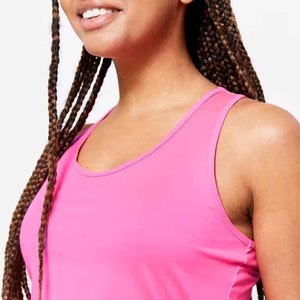 2026 Top Quality Wholesale <b>Women's</b> Pink Scoop Neck Tank Top Solid Color Knitted Breathable Casual Sport Wear - Product Image 5