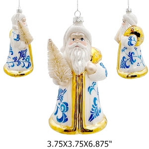 Haute Qualité Populaire Noël Nouvel An Décoration Brillant Blanc Bleu Royal Verre 3D Longue Robe Santa Ornement - Product Image 4