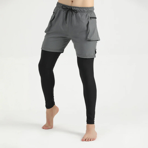 Pantalones cortos de cintura elástica con cordón de gimnasio para correr con forro transpirable de verano OEM con bolsillo hechos en Pakistán pantalones cortos de diseño personalizado - Product Image 2