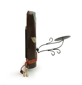 Bougeoir mural peint à la main Shades of a Leaf en bougeoirs en bois de teck pour la décoration de Noël Scones en bois rustiques - Product Image 3