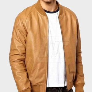 Veste en cuir classique de couleur personnalisée pour hommes avec design à coupe ajustée et veste d'hiver à coutures durables pour hommes - Product Image 2