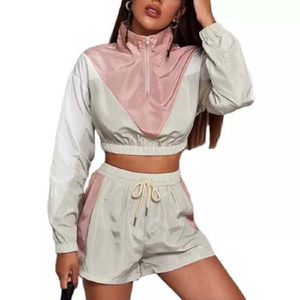 Conjunto de Chaqueta Cortavientos y Pantalones Cortos de Verano para Mujer, 100% Algodón, Casual, Transpirable, Color y Talla Personalizables, Estilo Sólido hasta la Rodilla - Product Image 5