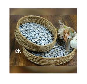 Placa de mimbre y MDF con incrustaciones de perlas, nuevo diseño, bandeja de servicio de alta calidad - Product Image 1