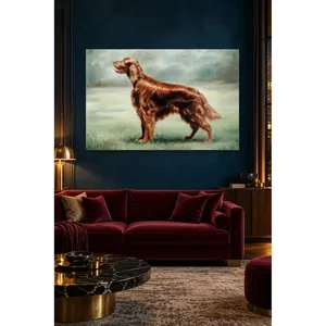 Impression sur toile de Fida, le Setter irlandais en profil sur une prairie verte - Product Image 1
