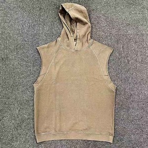 Gilet à capuche pour homme en coton respirant de haute qualité, sans manches, taille plus, logo personnalisé, pour la musculation, la remise en forme, la course à pied - Product Image 5