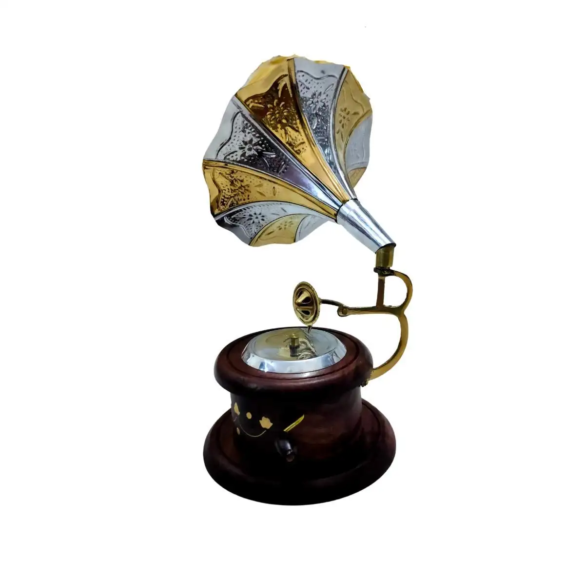 high quality Brass Showpiece Vintage Dummy Brass Gramophone Style Brass Gramophone For Home