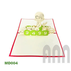 Invitación de cumpleaños artesanal de papel hecho a mano emergente 3D para recuerdos de recién nacidos Baby Shower Día de San Valentín Día DE LA MADRE Día del padre - Product Image 1