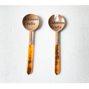 Ensemble de service à salade en acacia durable avec poignée en résine, outils à salade décoratifs, cuillère de service, fourchette, poignée Bobbie, ustensiles de cuisine - Product Image 5