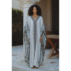 Women's Premium Modest Simple <b>Kaftan</b> <b>Dress</b> Straight Silhouette Relaxed Fit Natural Color Lightweight Velvet Floor-Length - Product Image 3