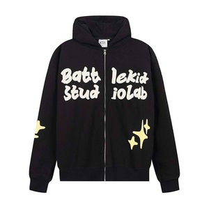 OEM ODM Anti-pilling Heavy Cotton Blend French Fleece Custom Full Zip Up Sudadera con capucha Puff Print Fabricante para marcas Propietario - Product Image 2
