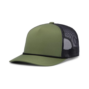 Casquette Trucker structurée à 5 panneaux, bicolore personnalisée, en maille légèrement incurvée, respirante, unie, avec cordon, pour le sport et les loisirs - Product Image 3