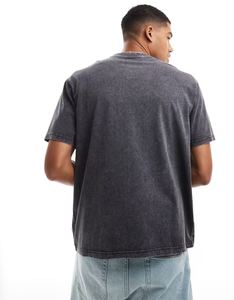 เสื้อยืดผู้ชายผ้าซักลายกรดย้อมผ้าฝ้ายลายกราฟิกทรงหลวมโอเวอร์ไซส์ทำจากผ้าฝ้าย100% - Product Image 6