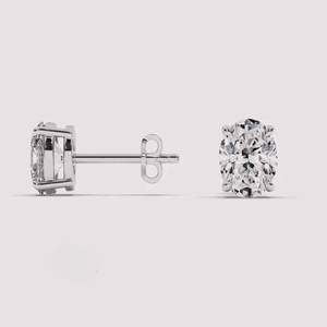 Boucles d'oreilles ovales mignonnes plaquées or blanc 14 carats de qualité supérieure diamant Moissanite pour mariages fiançailles anniversaires tous les jours - Product Image 3