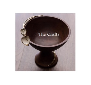 Bol décoratif en acier inoxydable de haute qualité avec bol de service en bois et nacre - Product Image 6