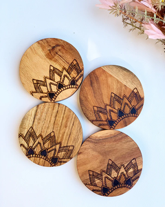 Eco-Friendly Drink <b>Coasters</b> for Home and Office, Set of 4 Wooden Table <b>Coaster</b> Set for Cups, Mugs & Glasses. <b>Heat</b> Resistance. - Product Image 6
