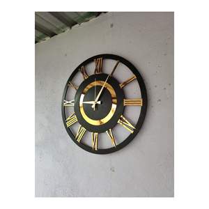 50cm <b>Black</b> Walnut Color Gold Number Gift Modern Round Wooden Home <b>Wall</b> <b>Clock</b> Decorative with Different Pattern - Product Image 6