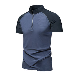 Novedad 2025: Camiseta de golf para hombre 100% algodón con cremallera de un cuarto, paneles de lona sublimada, logo bordado y estampado liso. - Product Image 6