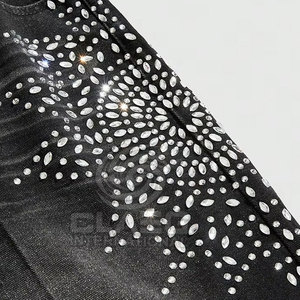 Pantalones vaqueros cortos con diamantes de imitación de estilo único al por mayor, pantalones vaqueros ligeros 2025, pantalones cortos con diamantes de imitación, pantalones vaqueros para adultos - Product Image 5