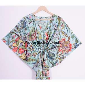 100% Cotton <b>Kaftan</b> Indian Cotton <b>Dress</b> Bohemian Cotton Robe Summer Wear <b>Kaftan</b> Night Wear <b>Womens</b> <b>Kaftan</b> For Gift - Product Image 2