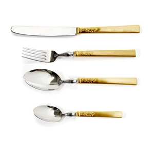 Ensemble de couverts tendance en acier inoxydable 5 pièces, style moderne, poignées torsadées rustiques en forme de feuille, écologiques, style américain - Product Image 3