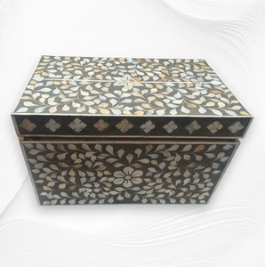 Design moderne incrustation d'os Boîte à bijoux indienne en résine à motif FS I Boîte cadeau de rangement et d'emballage - Product Image 3