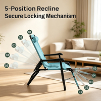 Chaise de camping inclinable 2 en 1 avec repose-pieds, dossier réglable, chaise longue pliable portable, chaise de sieste de bureau, chaise de plage extérieure
