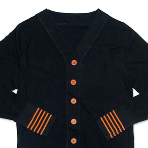 Pull d'hiver décontracté personnalisable pour femme Cardigan à col en V avec motif à rayures Patch en chenille de fraternité avant et arrière OEM - Product Image 2