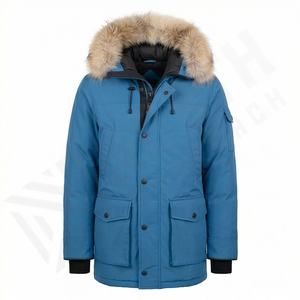 Chaqueta Parka para Hombre con Capucha Desmontable, Chaqueta Acolchada de Piel Sintética, Chaqueta de Invierno con Cuello Alto, Térmica, Gruesa - Product Image 1