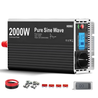 Convertisseur d'énergie à onde sinusoïdale pure monophasé HOULI 12v 24v 220v 3000w 2000W 50/60 Hz 90% d'efficacité pour la maison, le camping-car, la voiture HPWD0030S 388x150x70mm
