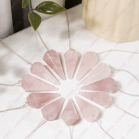 Vente en gros de pendules en quartz rose taillés et facettés, couleur rose, pour la guérison Feng Shui écologique, destinés à l'Europe