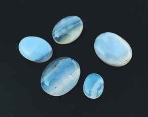 Lot de pierres précieuses d'agate en dentelle bleue naturelle, cabochon ovale de 5 pièces, pierres lâches - Product Image 4