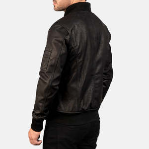 Chaqueta Bomber Bomia MA-1 de Piel de Oveja Genuina con Acabado Desgastado, Reversible, Estilo Vintage para Otoño, Talla XS, Color Negro - Product Image 4