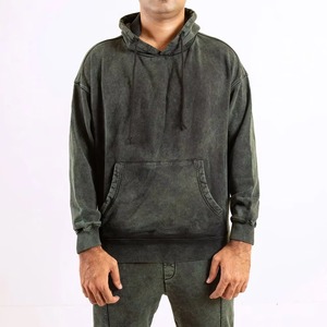 Venta al por mayor 100% de algodón lavado ácido chándal para hombre transpirable ropa deportiva de moda de alta calidad conjunto de ropa de calle a un precio razonable - Product Image 2