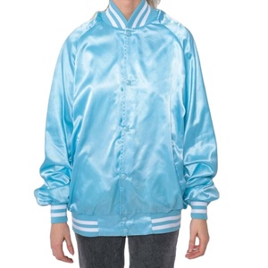 Chaqueta Bomber y Varsity Brillante de Satén para Hombre, Unisex, con Ribete a Rayas, Estilo Urbano Y2K, Chaquetas Bomber Brillantes Acolchadas - Product Image 4