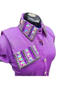 Rétro personnalisé Western Pleasure Show Shirt Rodeo Queen Rail vêtements d'équitation pour les femmes - Product Image 4