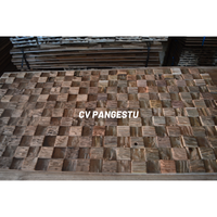 PANGESTU Panneau mural moderne 3D géométrique en bois de teck recyclé, insonorisé et imperméable, PVC WPC MDF pour la maison, le divertissement et le commerce