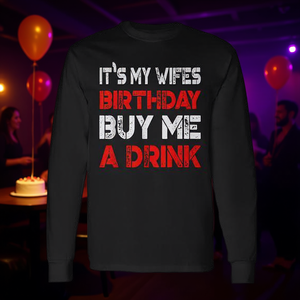 Maglietta a maniche lunghe per la festa di compleanno del partner, maglietta unisex per adulti con scollo rotondo, top per feste di coppia - Product Image 3